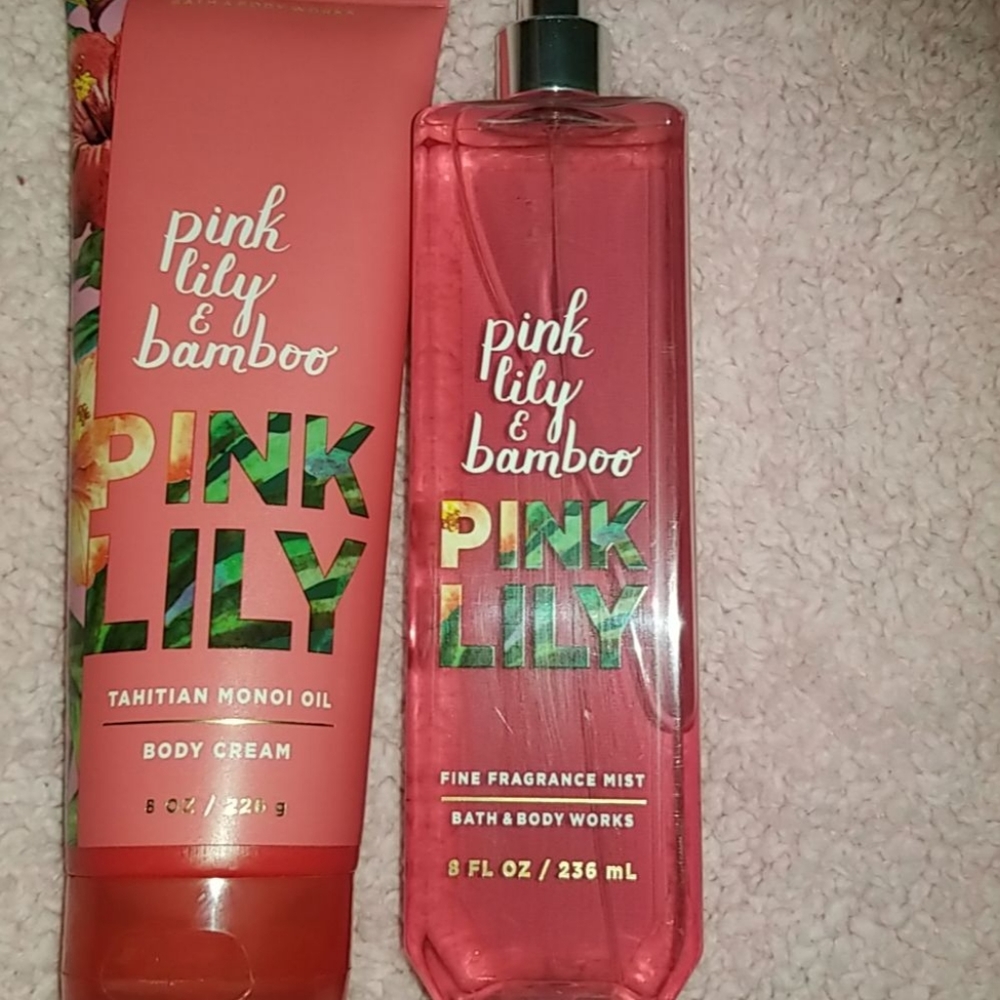Pink lily and bamboo